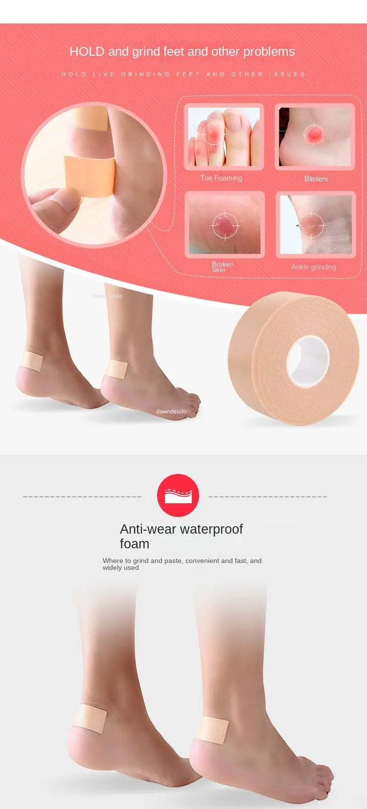 1 Roll Multi-functional Self-Adhesive Elastic Bandage Tape – Waterproof Heel & Foot Pad